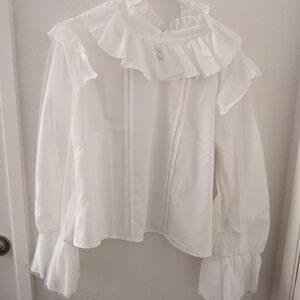 White Lolita Ruffle Collar Blouse XL